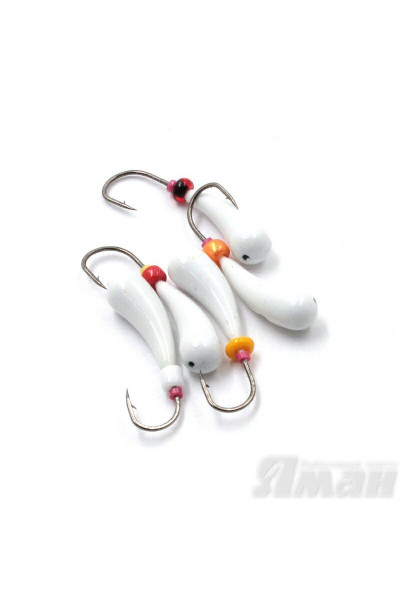Мормышка литая Яман Зубок Мал., 0,6 г, Kumho №30, цвет бел. с/накопит. (5 шт.) Я-МР1248БС