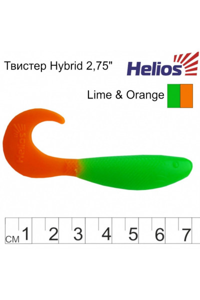 Твистер Helios Hybrid 2,75/7,0 см, цвет Lime & Orange 7 шт HS-13-020 Твистер Helios Hybrid 2,75/7,0 см, цвет Lime & Orange 7 шт HS-13-020