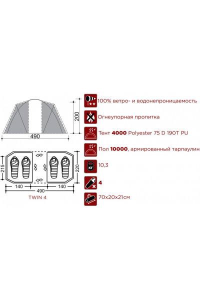 Палатка Indiana Twin 4 Палатка Indiana Twin 4