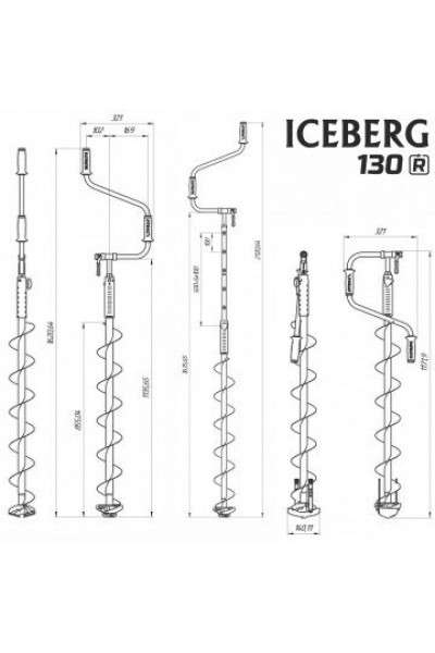 Ледобур Iceberg 130R-1600 v3.0 (диаметр 130 мм) двуручный, правый, полукруглые ножи Ледобур Iceberg 130R-1600 v3.0 (диаметр 130 мм) двуручный, правый, полукруглые ножи