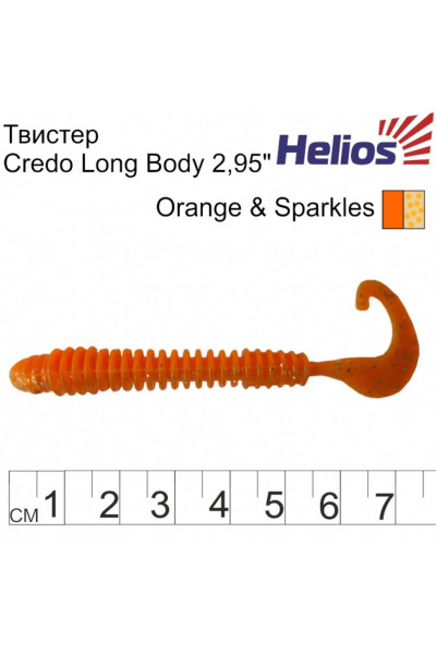 Твистер Helios Credo Long Body 2,95/7,5 см, цвет Orange & Sparkles 12 шт HS-9-022 Твистер Helios Credo Long Body 2,95/7,5 см, цвет Orange & Sparkles 12 шт HS-9-022