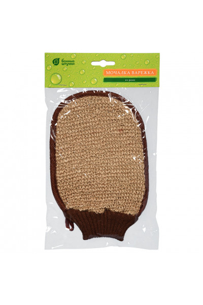 Мочалка из рами Банные Штучки варежка с хлопком с резинкой 40362