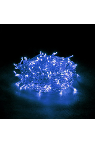 Уличная светодиодная гирлянда (синий свет) Vegas Бахрома 64 LED, 12 нитей, 2х1 м, 24V 55014 Уличная светодиодная гирлянда (синий свет) Vegas Бахрома 64 LED, 12 нитей, 2х1 м, 24V 55014