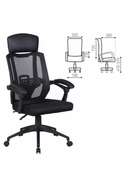 Кресло офисное Brabix Nexus ER-401 сетка/ткань/экокожа, черное 531835 Кресло офисное Brabix Nexus ER-401 сетка/ткань/экокожа, черное 531835