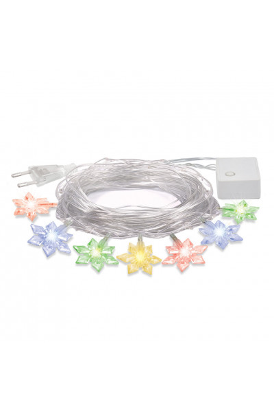 Светодиодная гирлянда для дома (мультиколор) Vegas Цветочки 80 LED, 10 м, 220V 55084 Светодиодная гирлянда для дома (мультиколор) Vegas Цветочки 80 LED, 10 м, 220V 55084