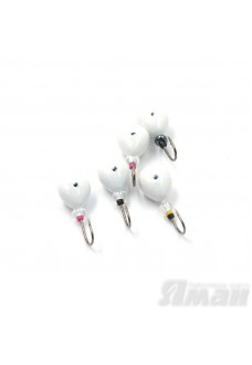 Мормышка литая Яман Клопик, 0,8 г, Kumho №32, цвет бел. с/накопит. (5 шт.) Я-МР1250БС