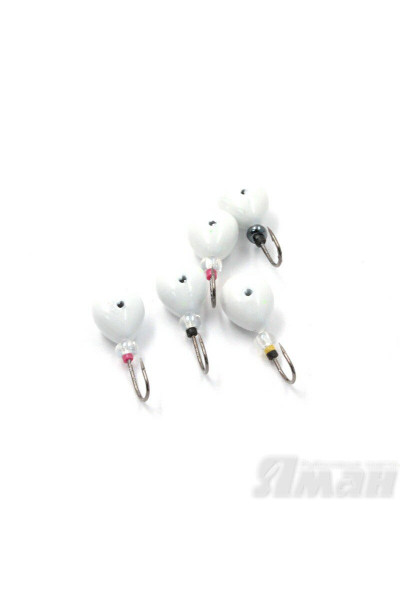 Мормышка литая Яман Клопик, 0,8 г, Kumho №32, цвет бел. с/накопит. (5 шт.) Я-МР1250БС