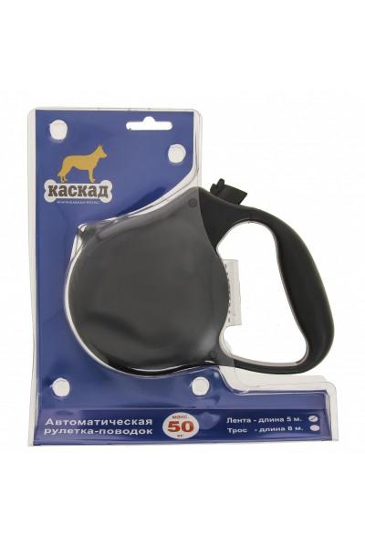 Поводок рулетка Каскад лента 5 м, 50 кг, черный Поводок рулетка Каскад лента 5 м, 50 кг, черный