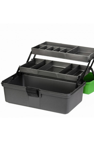 Ящик рыболова Helios двухполочный зеленый