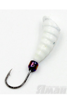 Мормышка литая Яман Личинка, 1,3 г, Kumho №81, цвет бел. с/накопит. (5 шт.) Я-МРЛ100