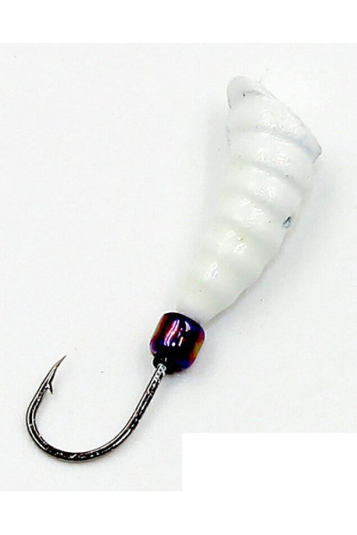 Мормышка литая Яман Личинка, 1,3 г, Kumho №81, цвет бел. с/накопит. (5 шт.) Я-МРЛ100