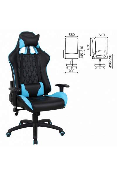 Кресло компьютерное Brabix GT Master GM-110 экокожа, черно-голубое 531928 Кресло компьютерное Brabix GT Master GM-110 экокожа, черно-голубое 531928