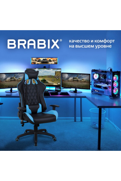 Кресло компьютерное Brabix GT Master GM-110 экокожа, черно-голубое 531928 Кресло компьютерное Brabix GT Master GM-110 экокожа, черно-голубое 531928