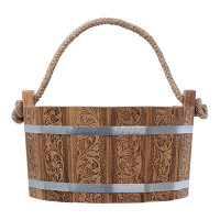 Ушат/шайка для бани Банные Штучки Цветочный Орнамент c нержавеющей вставкой дуб 5 л 33371