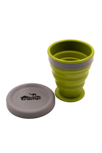 Стакан складной силиконовый Tramp 200 мл олива TRC-126 Стакан складной силиконовый Tramp 200 мл олива TRC-126