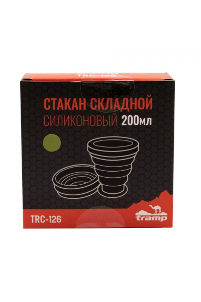 Стакан складной силиконовый Tramp 200 мл олива TRC-126 Стакан складной силиконовый Tramp 200 мл олива TRC-126
