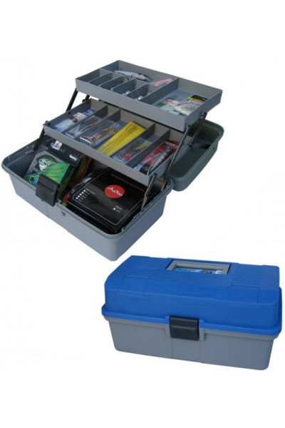 Ящик рыболова Helios двухполочный синий