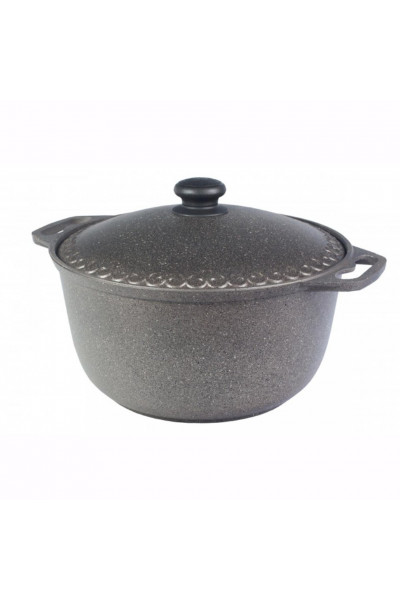 Кастрюля антипригарная с крышкой Силумин Гранит Азиатка 6л (ГКА06)