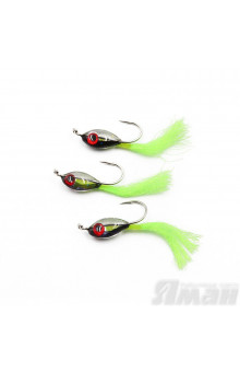 Мормышка Яман Подсадка малек с ушком, L-11 мм, 0,16 г, №10, цвет зеленый (3 шт.) Я-МР1864