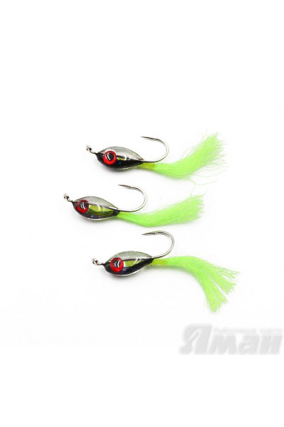 Мормышка Яман Подсадка малек с ушком, L-11 мм, 0,16 г, №10, цвет зеленый (3 шт.) Я-МР1864