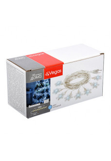Светодиодная гирлянда для дома (холодный свет) Vegas Снежинки 80 LED, 10 м, 220V 55082