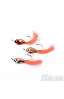Мормышка Яман Подсадка малек с ушком, L-11 мм, 0,16 г, №10, цвет оранжевый (3 шт.) Я-МР1866