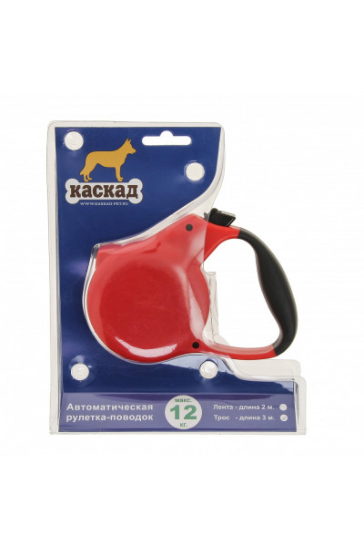 Поводок рулетка Каскад трос 3 м, 10 кг, красный Поводок рулетка Каскад трос 3 м, 10 кг, красный