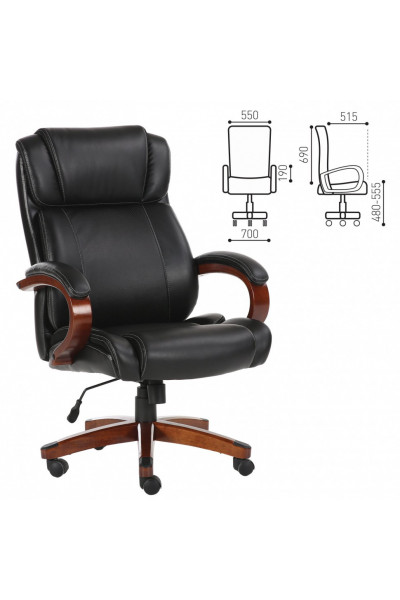Кресло руководителя Brabix Premium Magnum EX-701 дерево/кожа, черное 531827