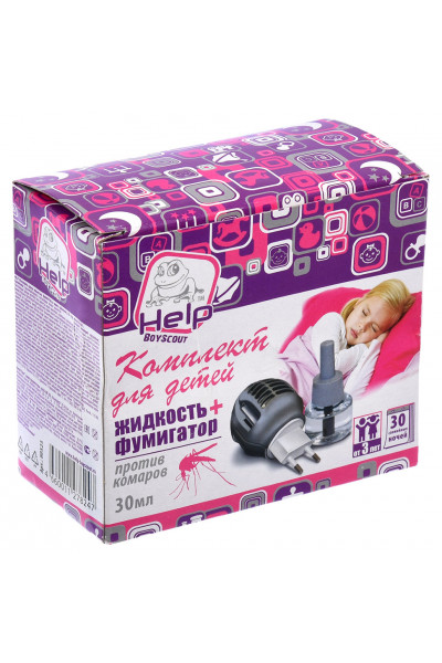 Комплект HELP от комаров для детей: фумигатор+жидкость 30 ночей (80523) Комплект HELP от комаров для детей: фумигатор+жидкость 30 ночей (80523)