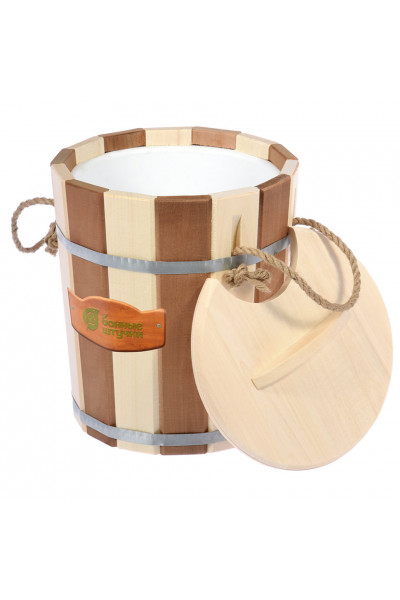Запарник с крышкой Банные Штучки Контраст с пластиковой вставкой липа 9 л 32421 Запарник с крышкой Банные Штучки Контраст с пластиковой вставкой липа 9 л 32421