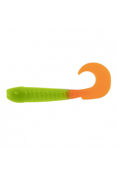 Твистер Helios Long Hybrid 3,55/9,0 см, цвет Lime & Orange 7 шт HS-15-020