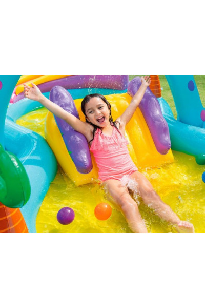 Надувной игровой центр с горкой от 2 лет Intex Динолэнд (57135) 302х229х112 см Надувной игровой центр с горкой от 2 лет Intex Динолэнд (57135) 302х229х112 см