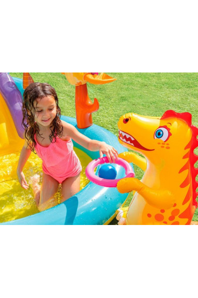 Надувной игровой центр с горкой от 2 лет Intex Динолэнд (57135) 302х229х112 см Надувной игровой центр с горкой от 2 лет Intex Динолэнд (57135) 302х229х112 см