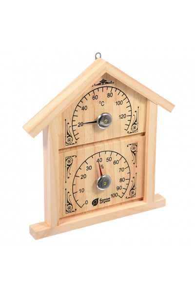 Термометр с гигрометром для бани и сауны Банная станция Домик 18023