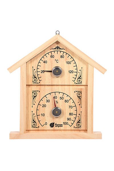 Термометр с гигрометром для бани и сауны Банная станция Домик 18023
