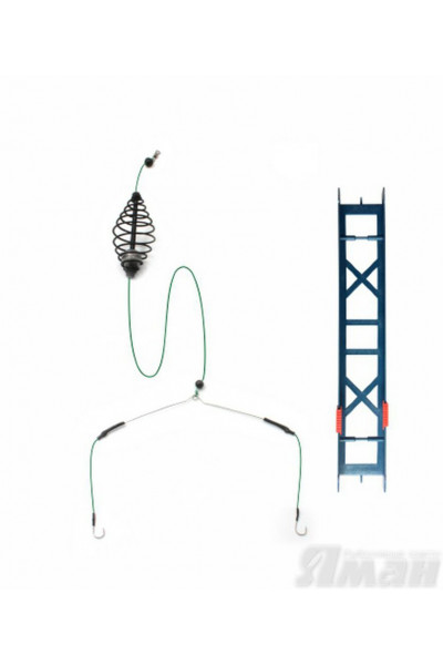 Оснастка фидер Яман Карп, корм. 30 г, 65 мм, коромыс. 16 см, шнур 0,25 мм, крючок №4 Я-ОК-30-025-4