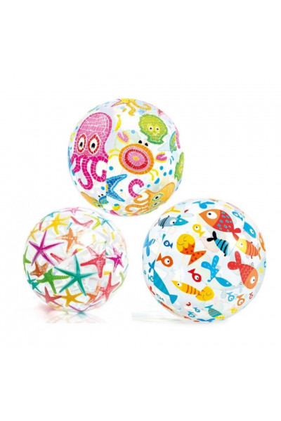 Мяч надувной детский от 3 лет Intex 59040 дизайн в ассортименте