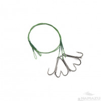 Поводок сталь/нейлон Namazu зел, D0,42 мм, 30 см, тройник № 1, до 23 кг 3 шт N-LS42-30TR1L