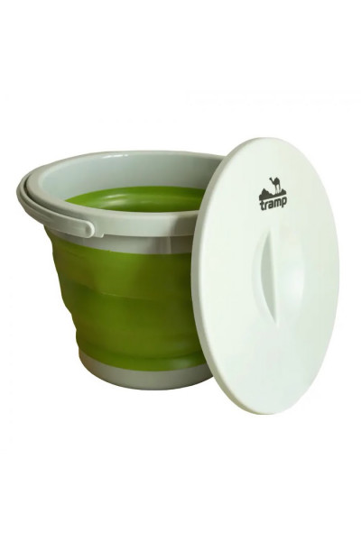 Ведро складное Tramp силиконовое 5л с крышкой оливковый TRC-127 Ведро складное Tramp силиконовое 5л с крышкой оливковый TRC-127