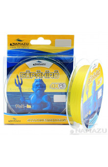 Шнур плетеный Namazu Supahiro 4Х, 100 м, 0,16 мм, до 6,94 кг, желтый NSH100-0,16Y
