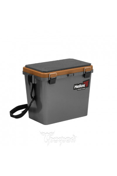 Ящик рыболовный зимний Helios односекционный 19л серый/золото (HS-IB-19-GGo-1)