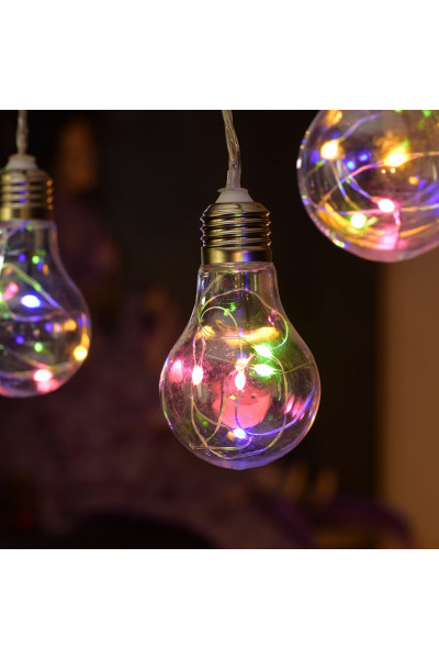 Светодиодная гирлянда для дома (мультиколор) Vegas Ретро лампы 60 LED 1,8 м таймер, пульт 55133 Светодиодная гирлянда для дома (мультиколор) Vegas Ретро лампы 60 LED 1,8 м таймер, пульт 55133