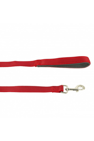 Поводок светоотражающий нейлон/неопрен Каскад Премиум 2,5 см, длина 1,5 м, красный
