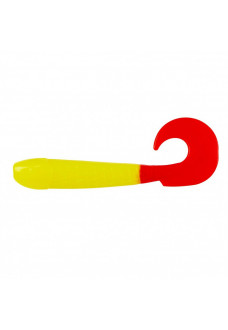 Твистер Helios Long Hybrid 3,55"/9,0 см, цвет Acid lemon & Red 7 шт HS-15-029