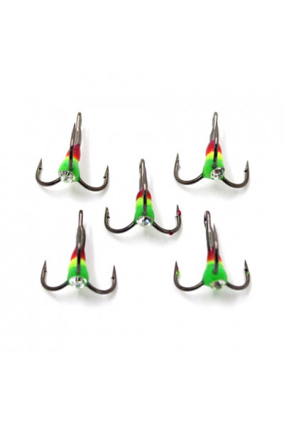 Крючок тройник Namazu светофор № 8 , GYV (5 шт.) N-HTL8GYV Крючок тройник Namazu светофор № 8 , GYV (5 шт.) N-HTL8GYV