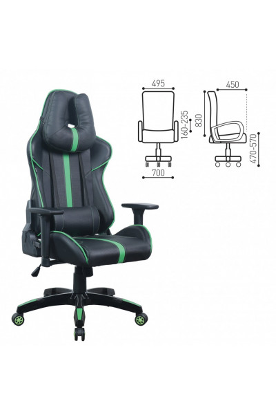 Кресло компьютерное Brabix GT Carbon GM-120 экокожа, черно-зеленое 531929 Кресло компьютерное Brabix GT Carbon GM-120 экокожа, черно-зеленое 531929