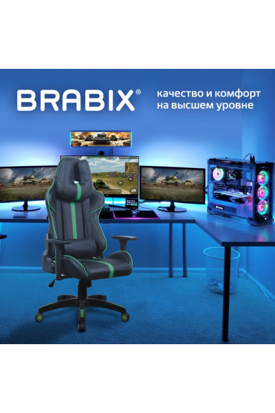 Кресло компьютерное Brabix GT Carbon GM-120 экокожа, черно-зеленое 531929 Кресло компьютерное Brabix GT Carbon GM-120 экокожа, черно-зеленое 531929