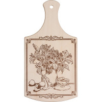 Доска разделочная Marmiton Букет, деревянная, с ручкой 35х18,5 см 17035