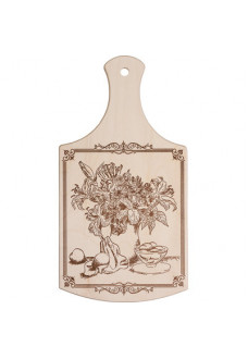 Доска разделочная Marmiton Букет, деревянная, с ручкой 35х18,5 см 17035