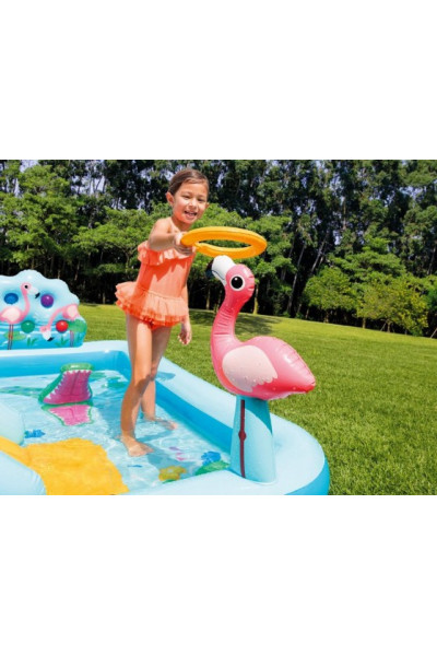 Надувной игровой центр с горкой от 2 лет Intex Джунгли (57161) 244х198х71 см Надувной игровой центр с горкой от 2 лет Intex Джунгли (57161) 244х198х71 см